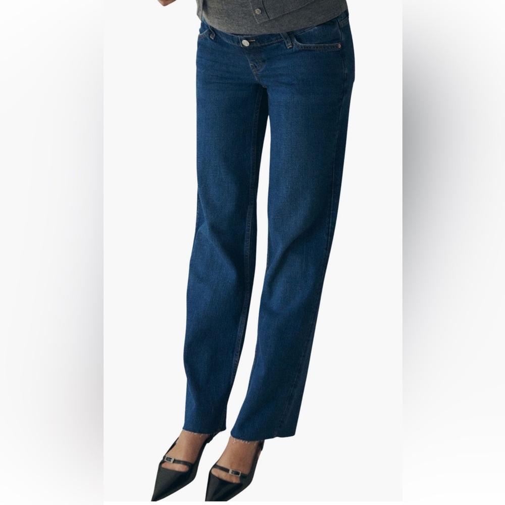 Mango Straight-Leg Jeans in Dark Blue